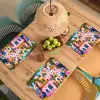 Kleurrijk - Roze - Oranje - Geel - Bloemen Placemat vinyl groot -zzsfeer5_Kitchenyeah-website