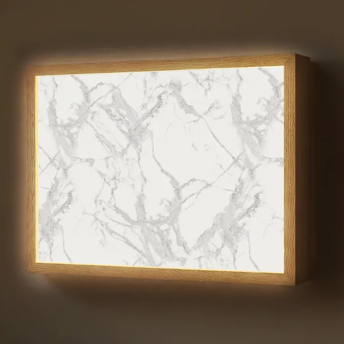 Marmer - Zuiver - Grijs - Aders Light Box met batterij (Wandlamp) middel 907 -z3d_website