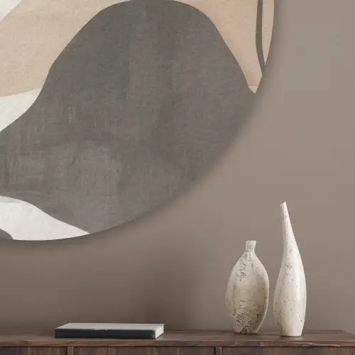 Japandi - Landschap - Beige Akoestische PET Vilt - Rond klein -sfeer5_closeup