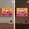 Kimono - Roze - Panda - Bloemenkroon Light Box met batterij (Wandlamp) middel -sfeer3