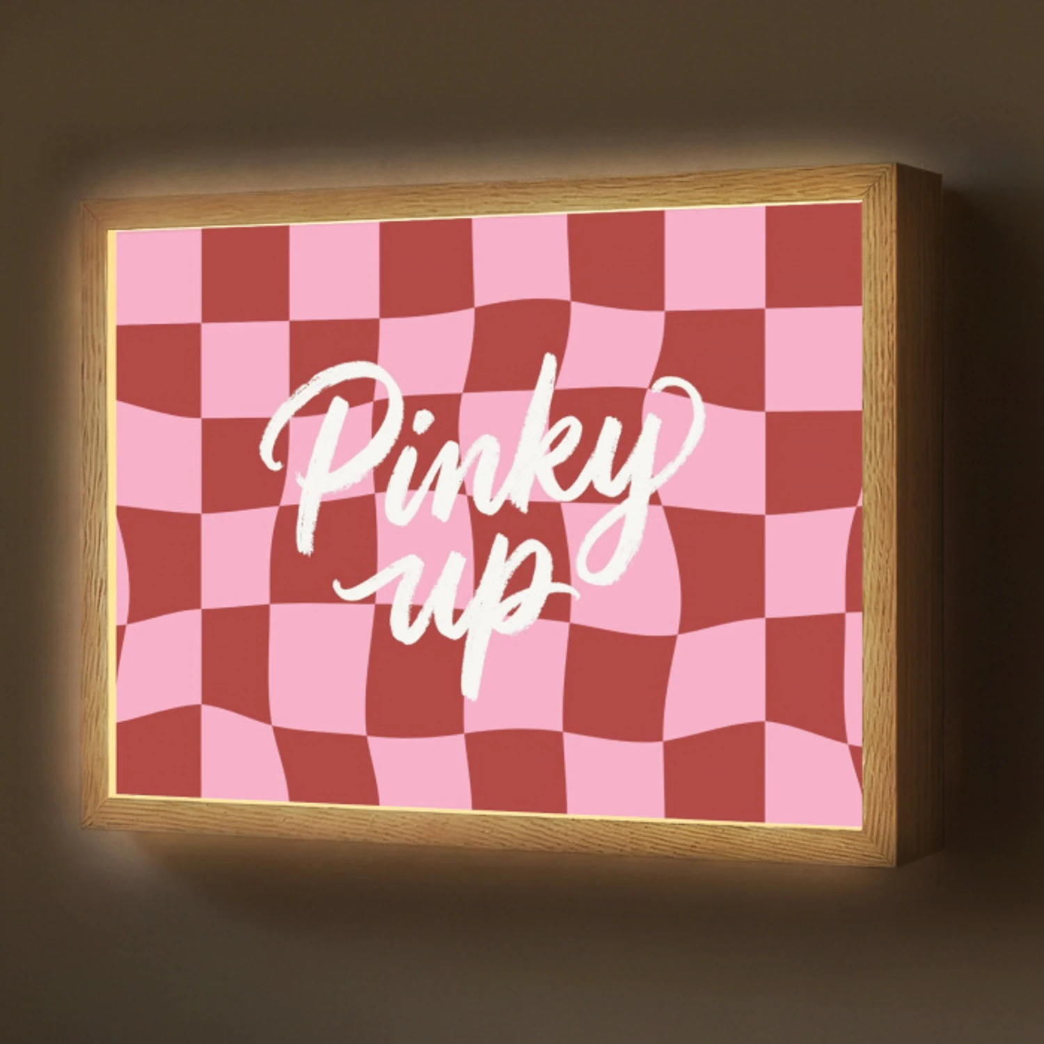 Pinky up - Geblokt - Bordeauxrood Light Box met batterij (Wandlamp) middel -z3d_website