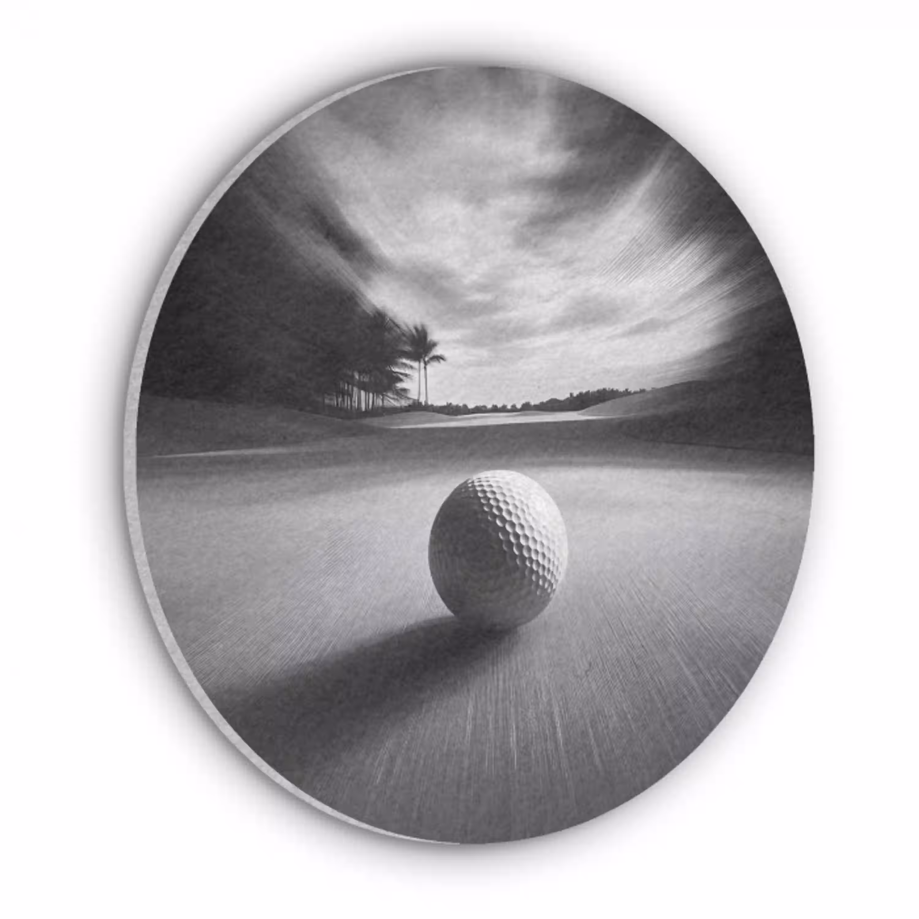 Golfbal - Wazig - Zwart Akoestische PET Vilt - Rond klein -3d