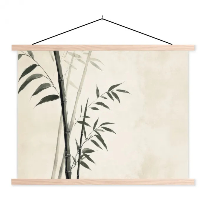 Japandi - Bamboe - Beige textielposter latten blank klein -3d