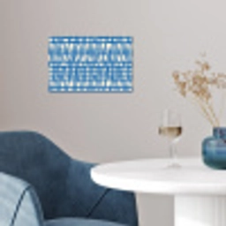 Ruitpatroon - Blauw - Crème poster papier klein 62 -sfeer3