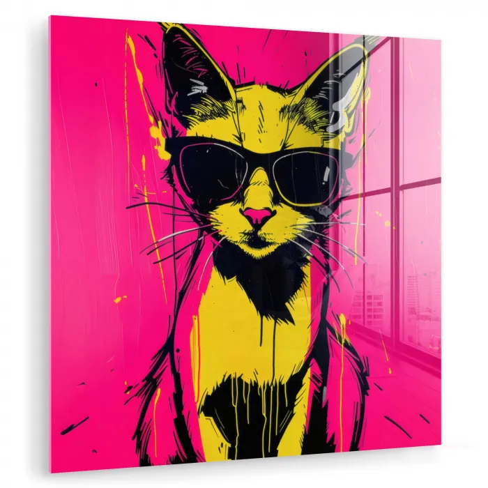 Kat - Art - Zonnebril - Roze plexiglas 5mm klein -zzzproduct_nieuw