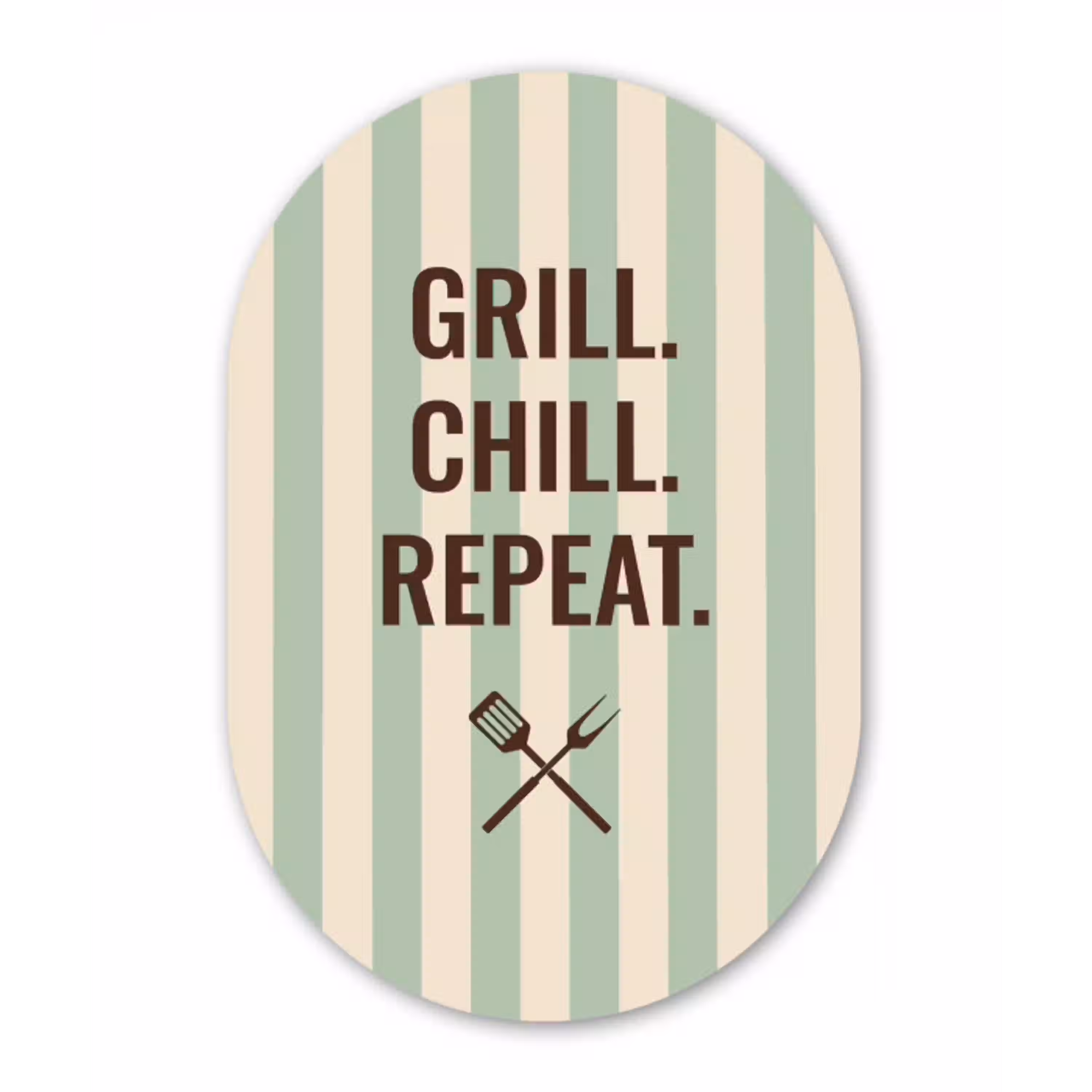 Quote - Strepen - Grill Wandcirkel Ovaal Glas middel -3d