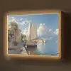 Zeilschip - Huizen - Kade - Zee Light Box met batterij (Wandlamp) middel -z3d_website