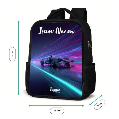 Lichtstralen - Neon - Racewagen - Paars Rugzak - Zwart middel -productfoto_formaten
