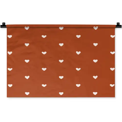 Wit - Hartjes - Patroon - Rood Wandkleed katoen klein 269 -zz3d