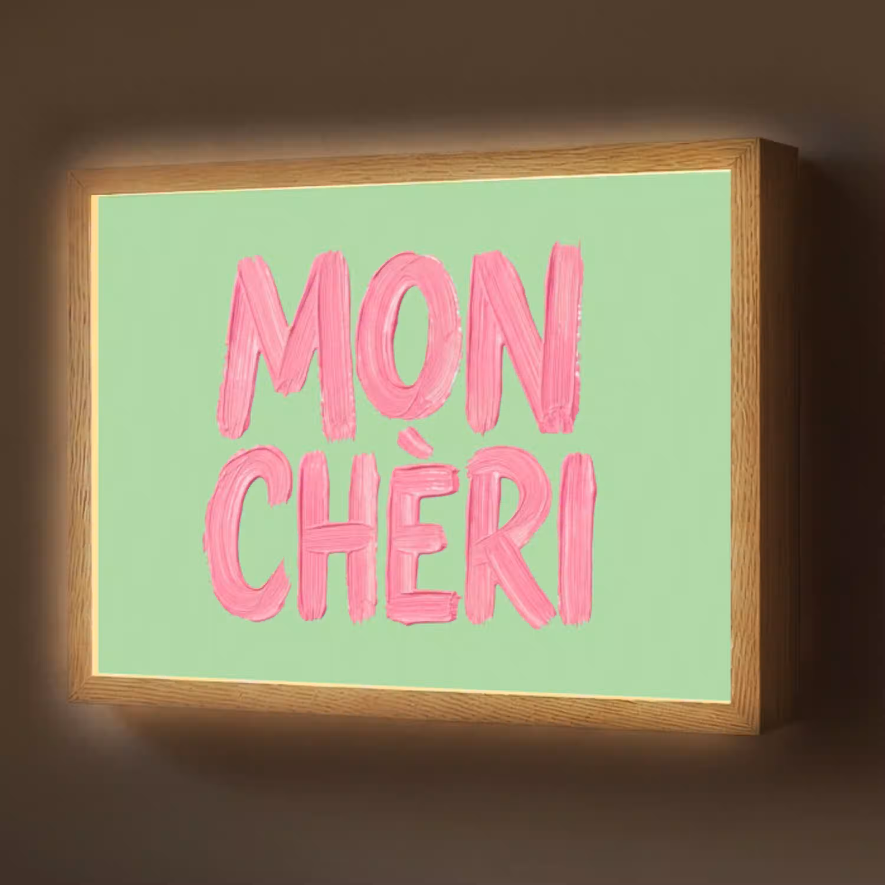 Mon cheri - Groen - Roze Light Box met batterij (Wandlamp) middel -z3d_website