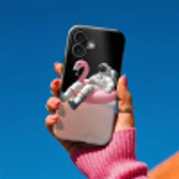 Astronaut - Flamingo - Zwemband - Roze Toughcase MagSafe Apple iPhone 17 klein -Sfeer1V