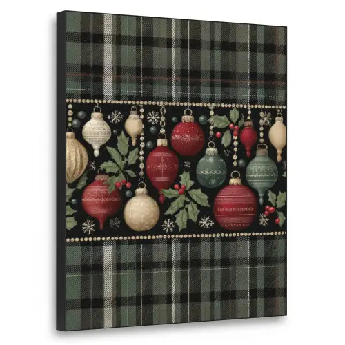 Kerstballen - Rood - Hulsttakken - Patroon Textielframe zwart klein -3d