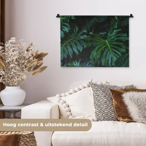 Monstera - Bladeren - Tropical Wandkleed katoen klein -sfeer1