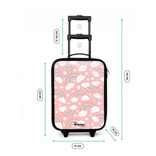 Roze met regenboog patroon Kinderkoffer - Zwart klein -productfoto_formaten