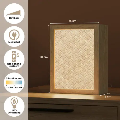 Patroon - Beige - Rotan print Light Box met kabel (Tafellamp) klein -USP_NL