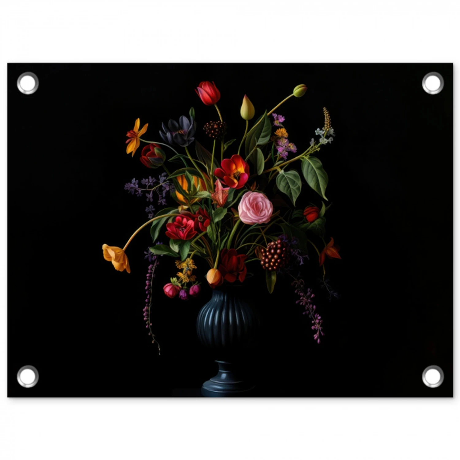 Bloemen - Bessen - Klassiek tuinposter los doek klein -3d