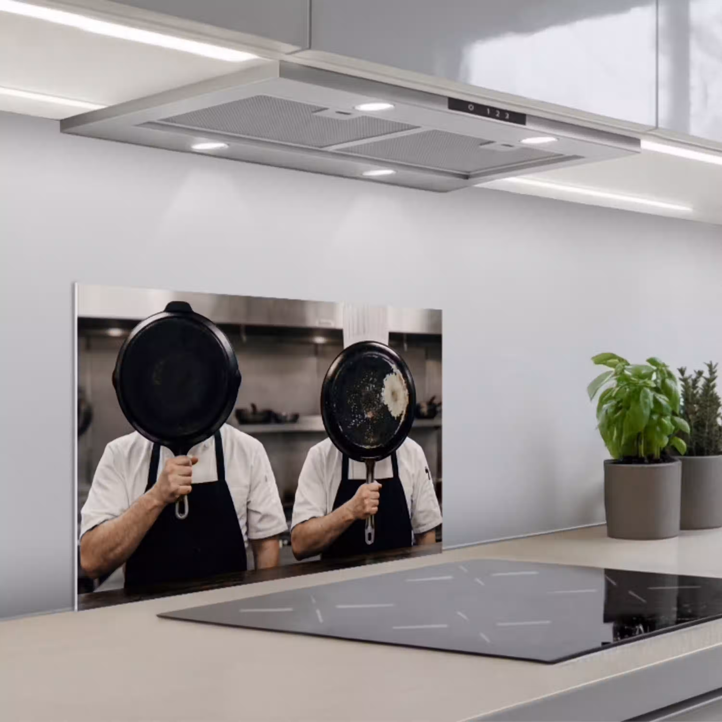 Koks - Koekenpannen - Keuken keuken achterwand spatscherm klein -3d_schuin