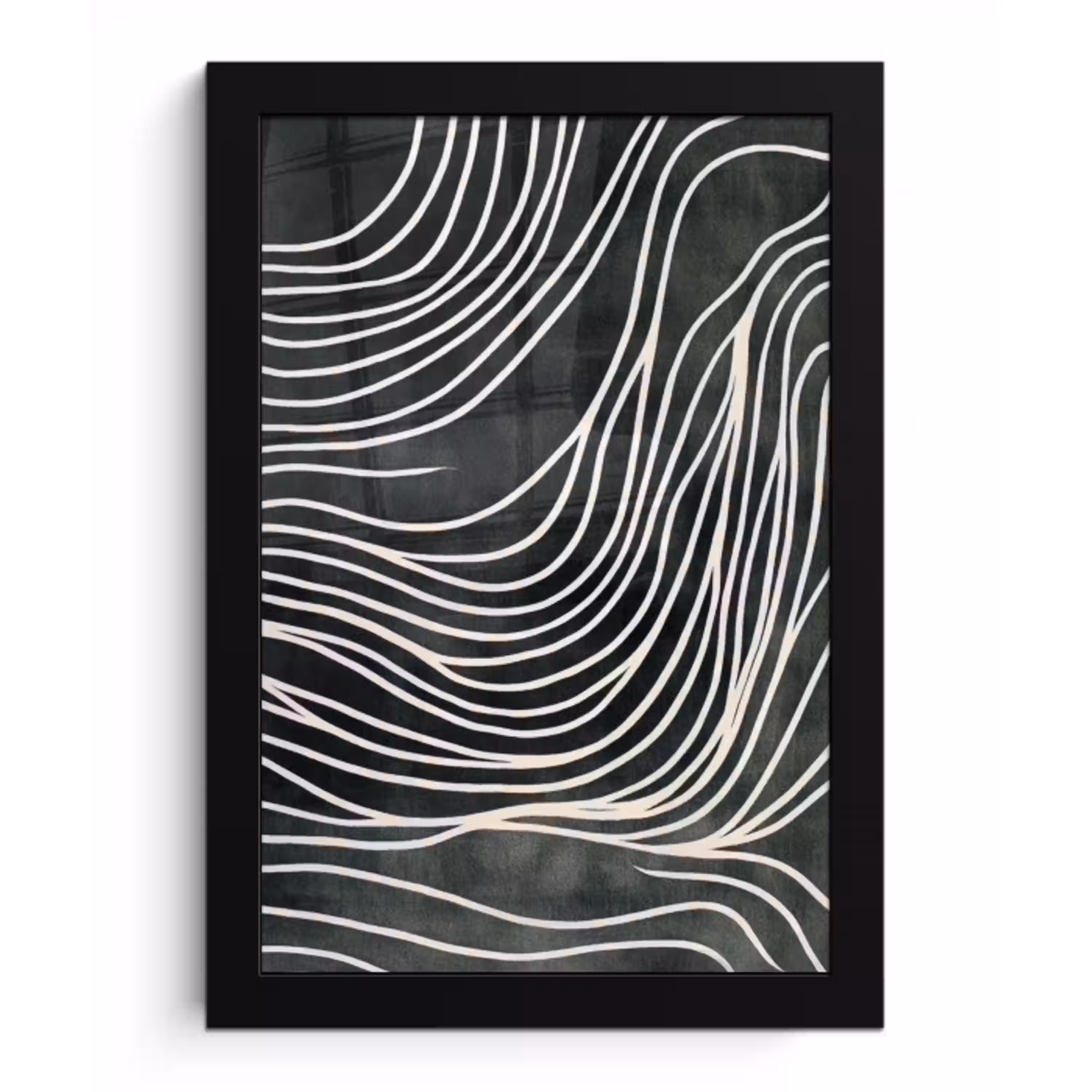 Lijnen - Patroon - Abstract - Wit fotolijst zwart zonder passe partout klein -3d