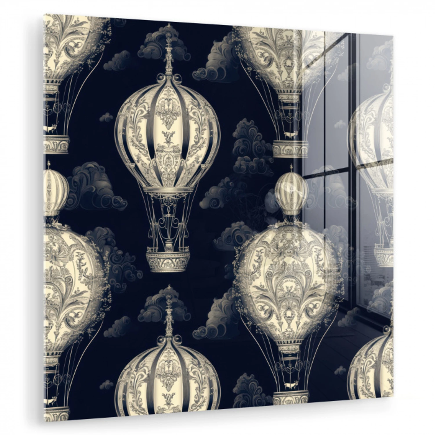 Luchtballonnen - Wolken - Patroon - Donkerblauw plexiglas 5mm klein 11 -zzzproduct_nieuw