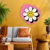 Smiley - Bloem - Roze Wandcirkel Organisch Aluminium middel -sfeer4