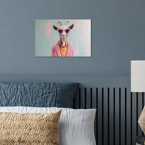 Zonnebril - Roze - Geit - Horen poster papier klein -sfeer2