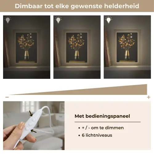 Goudbruine - Bladeren - Vaas - Herfstachtig Light Box met kabel (Tafellamp) klein -USP_dimbaarNL