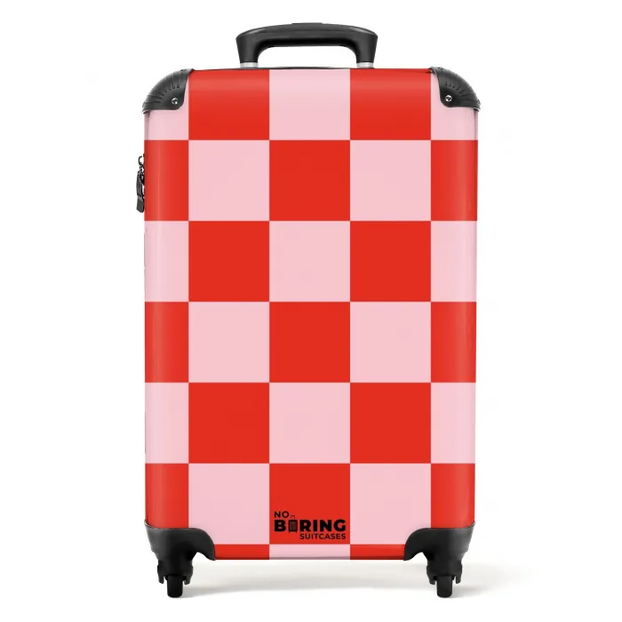 Squares - Rood/Roze NBS - Handbagage koffer - Kinderen Unisex middel -productfoto_recht