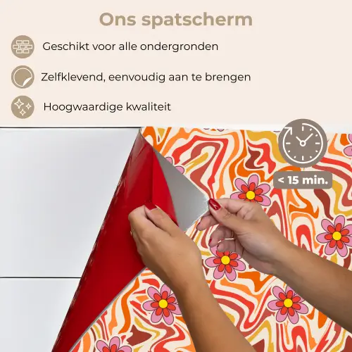 Retro - Bloemen - Patroon keuken achterwand spatscherm klein 900 -spatscherm_NL