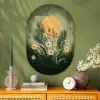 Bloemen - Bladeren - Zon - Groen Wandcirkel Ovaal Glas middel -sfeer2