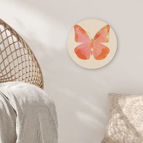 Vlinder - Minimalistisch - Roze Akoestische PET Vilt - Rond klein -sfeer4