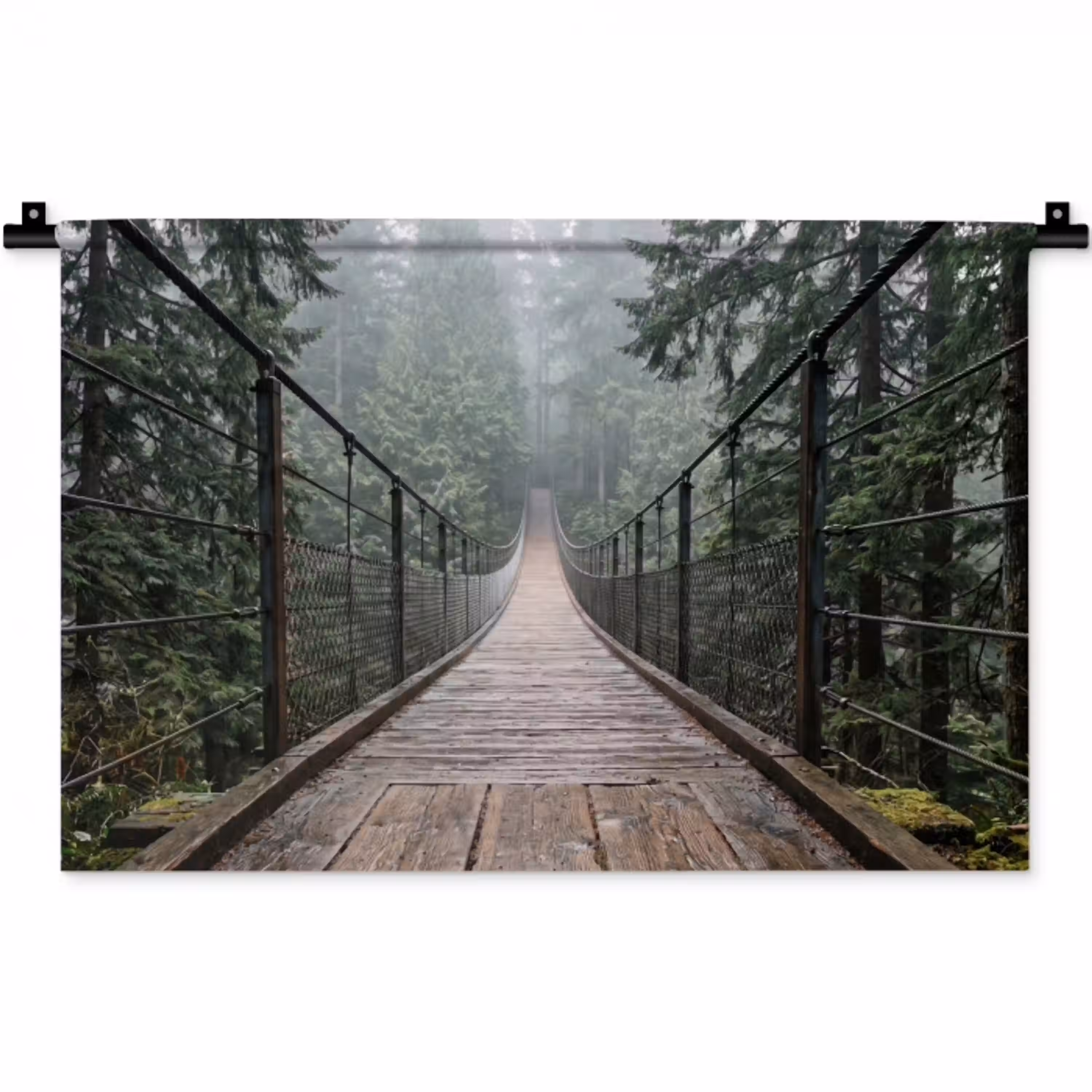 Brug - Bos - Mist - Natuur Wandkleed katoen klein -zz3d