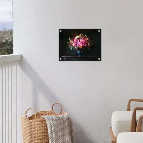 Quote - Bloemen - Vaas - Neon tuinposter los doek klein -sfeer8