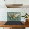 Wereldkaart - Gebroken tegels - Mozaïek keuken achterwand spatscherm klein -sfeer2