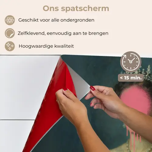 Kroon - Roze druipend verf - Portret keuken achterwand spatscherm klein -spatscherm_NL