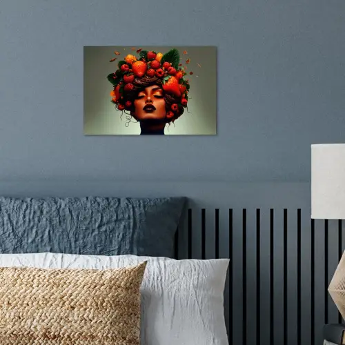 Vrouw - Chocolade - Frambozen - Aardbeien - Koekjes poster papier klein -sfeer2