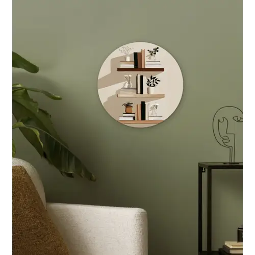 Plankjes - Boeken - Vaasjes - Planten Wandcirkel plexiglas klein -sfeer3