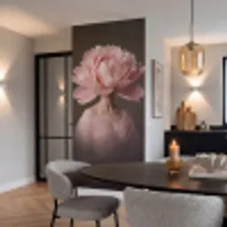 Gezicht - Roos - Roze Behang Vlies klein -sfeer3