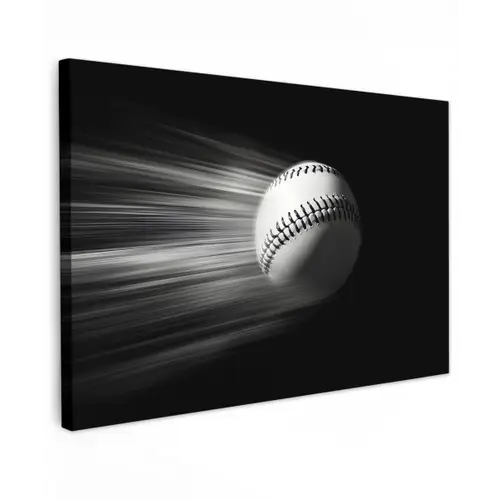 Honkbal - Wit - Vliegt Tuinposter op houten frame 2 cm dik klein -3d