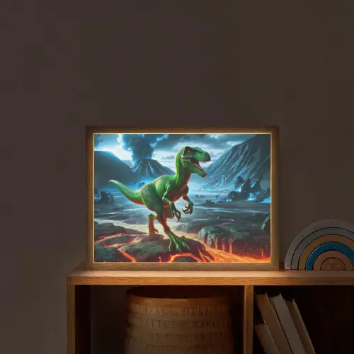 Dino - Lava - Groen - Jongens Light Box met batterij (Wandlamp kind) middel -sfeer1_kind