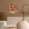 Vrouw - Bril - Roze - Bloemen Wandcirkel behangsticker klein -sfeer1