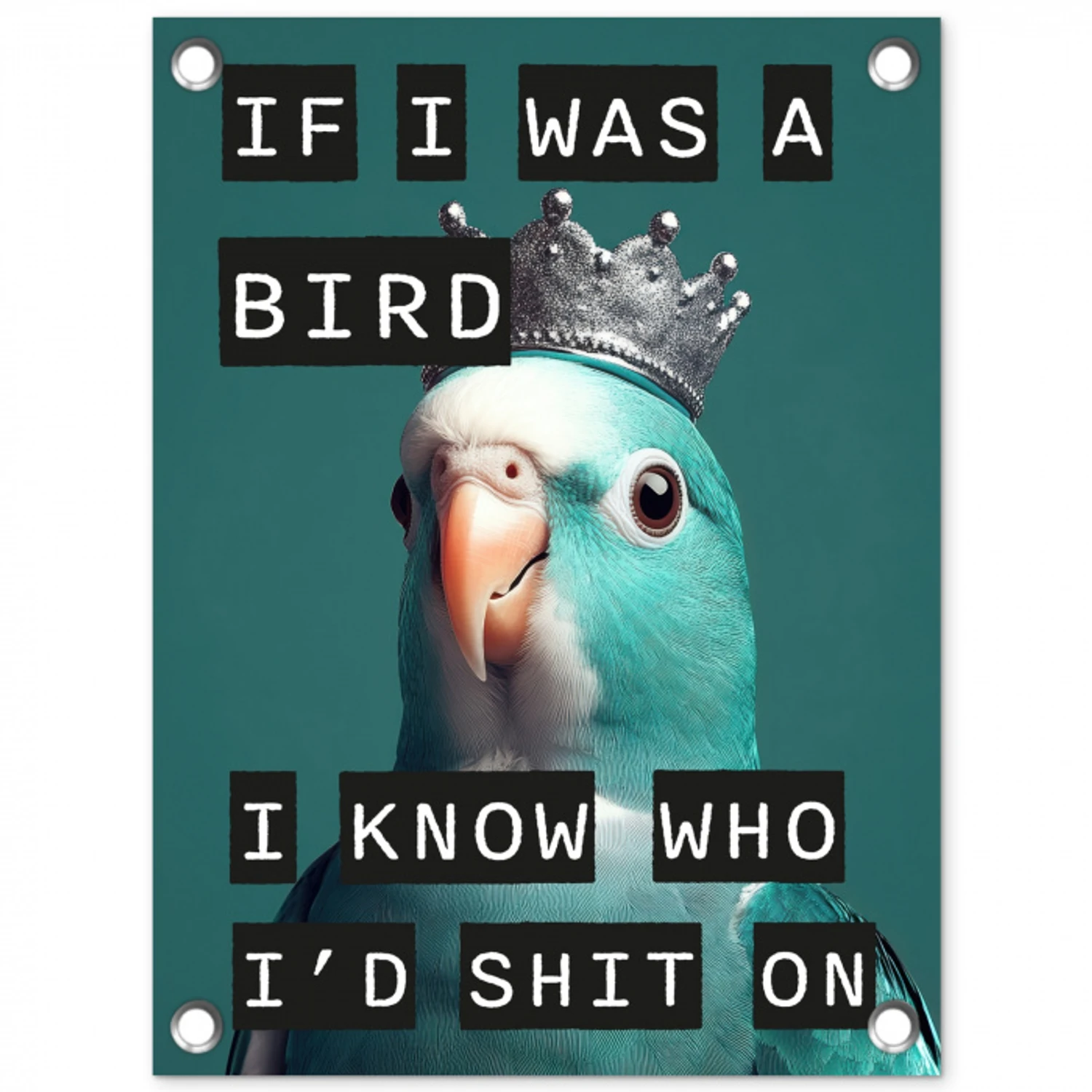 Parkiet - Turquoise - Quotes - Decoratie tuinposter los doek klein -3d