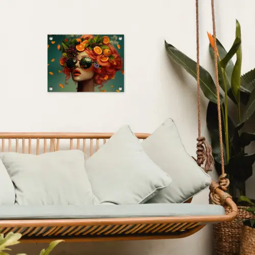 Vrouw - Sinaasappel - Bessen - Oranje tuinposter los doek klein -sfeer7