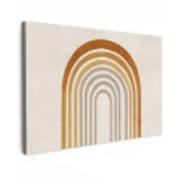 Minimalistisch - Boog - Lijnen - Beige Tuinposter op houten frame 2 cm dik klein -3d