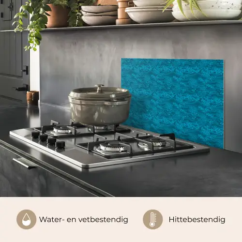 Turquoise - Heuvels - Bloemen keuken achterwand spatscherm klein 900 -usp_NL