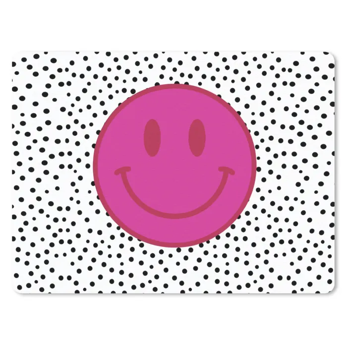 Smiley - Roze - Stippen muismat rubber klein -3d