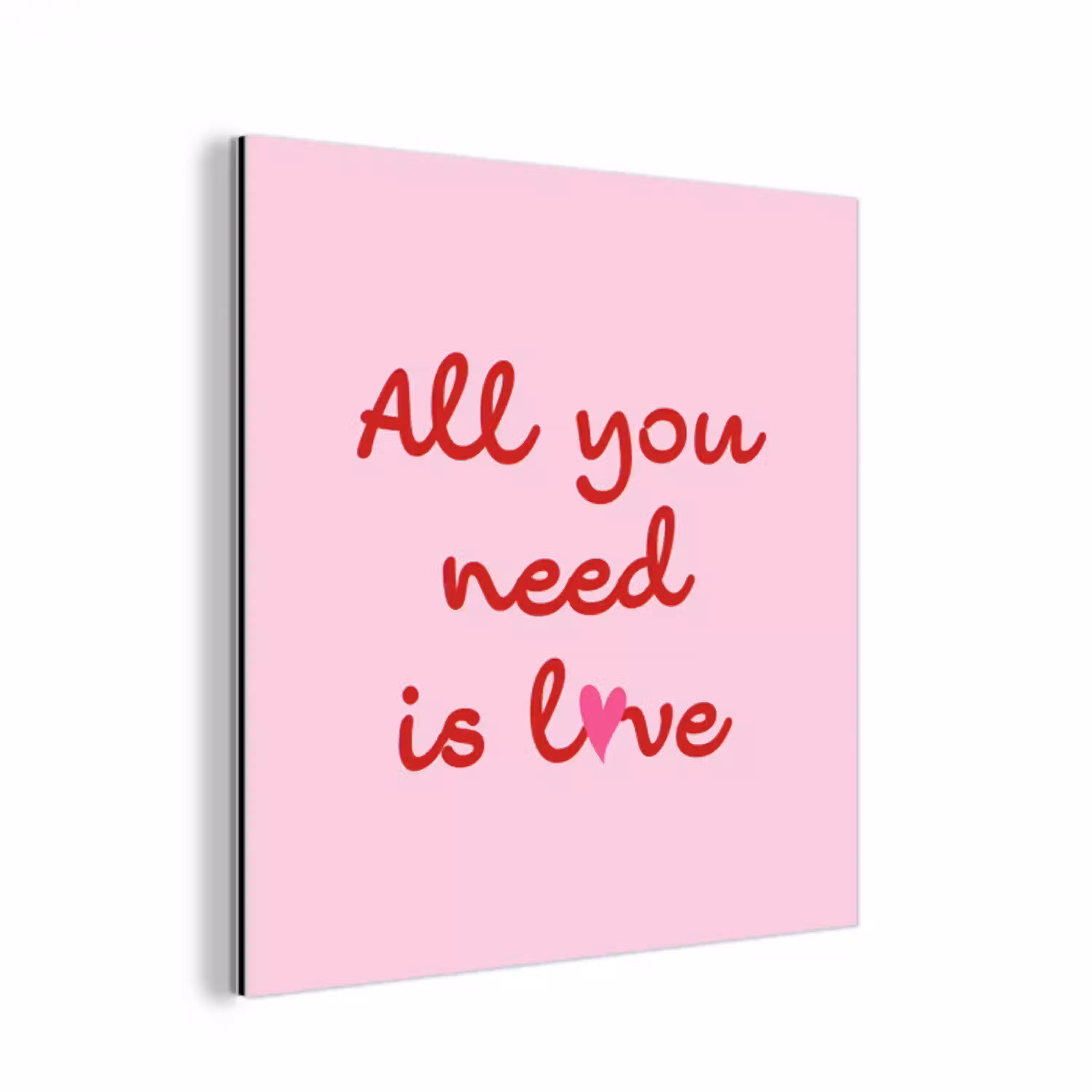 Tekst - Roze - Love - Hart aluminium wit klein -3d