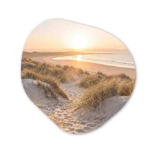 Duinen - Strand - Zee Wandcirkel Organisch Aluminium middel -3d