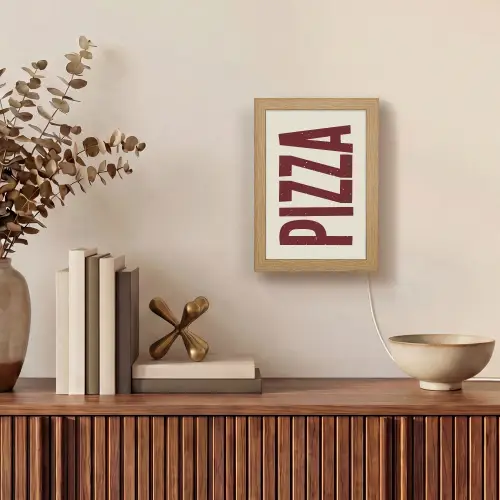 Pizza - Vintage - Decoratie - Japandi Light Box met kabel (Wandlamp) klein -sfeer2