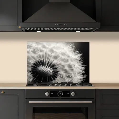Paardenbloem - Zwart - Wit keuken achterwand spatscherm klein -sfeer1