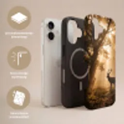 Hert - Bos - Mistig - Natuur - Goud Toughcase MagSafe Apple iPhone 17 klein -USP_Lagen_NL